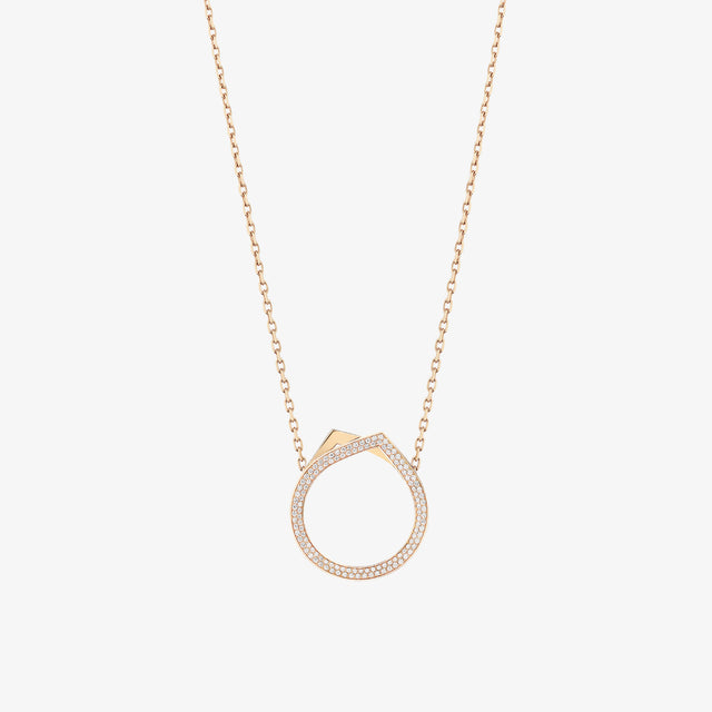Antifer 10 years pendant in pink gold 18 carats paved with diamonds
